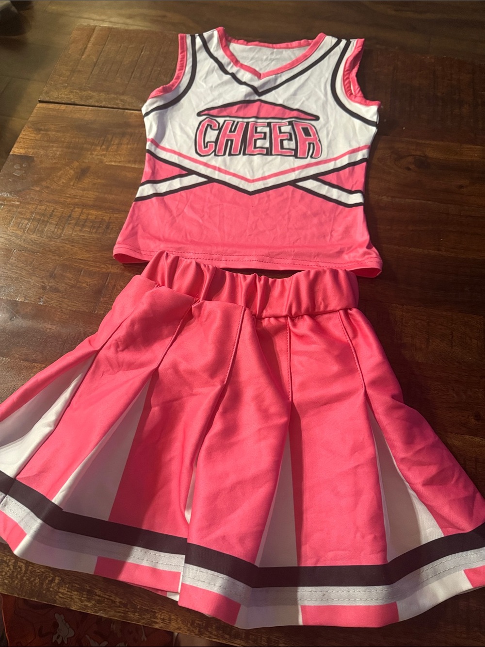 Kids Pink Cheerleader Costume Set - Cheer Top & Skirt